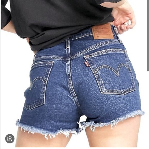 Levi’s original 501 in Explorer cutoff denim jean shorts 25 medium blue revolve - Picture 1 of 8